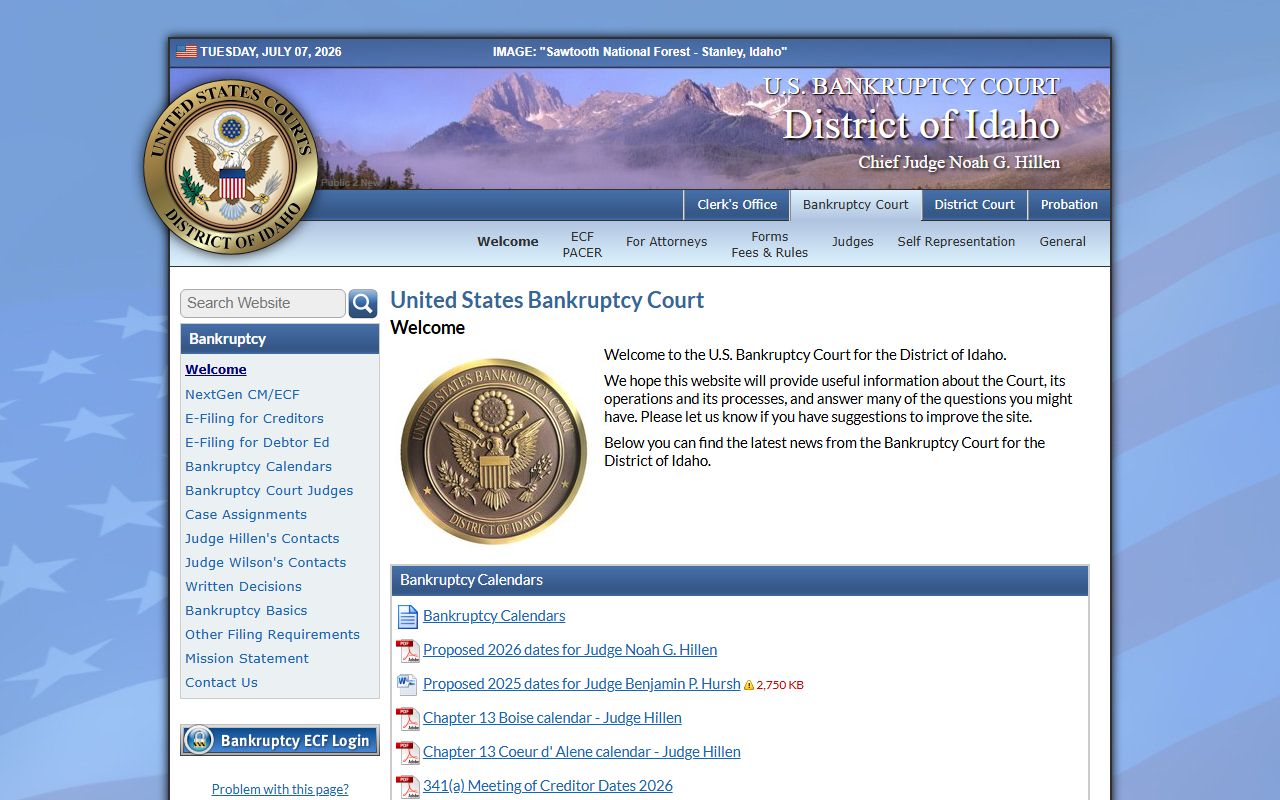 Cassia County Clerk of the District Court records separate from Idaho bankruptcy records