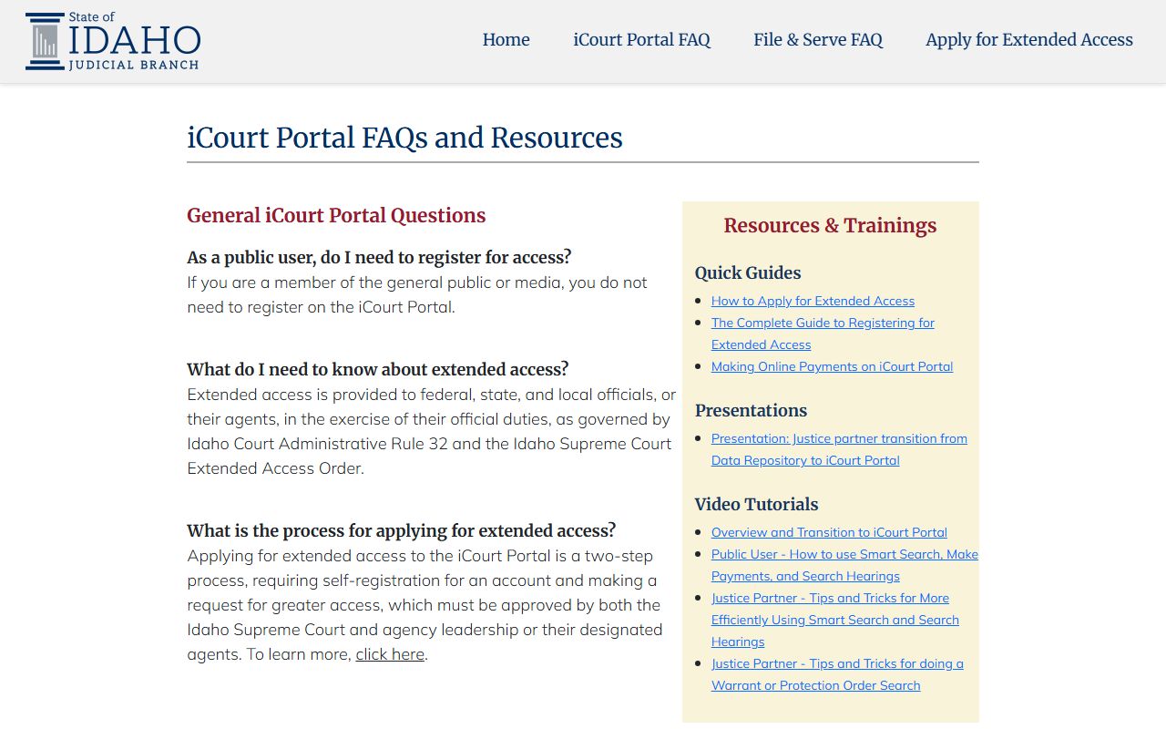 Cassia County court dockets iCourt Portal FAQ