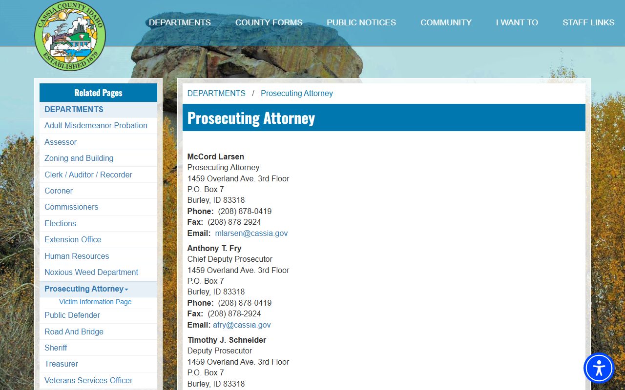 Cassia County criminal court records prosecuting attorney