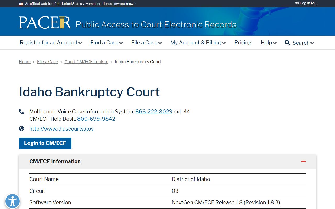 Cassia County District Court records separate from PACER Idaho bankruptcy court lookup
