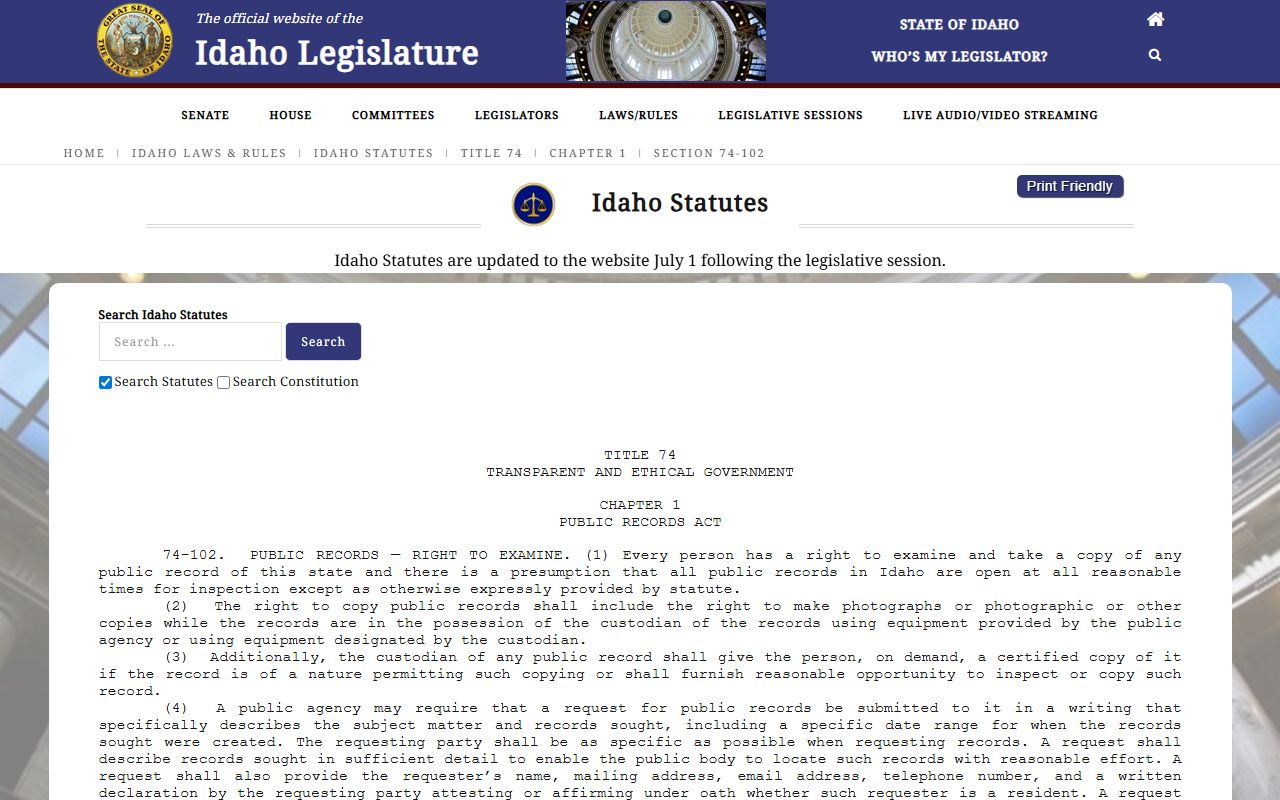 Cassia County probate records Idaho public records right to examine