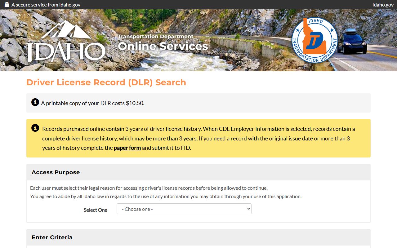 Cassia County traffic court records Tyler Idaho driver record search