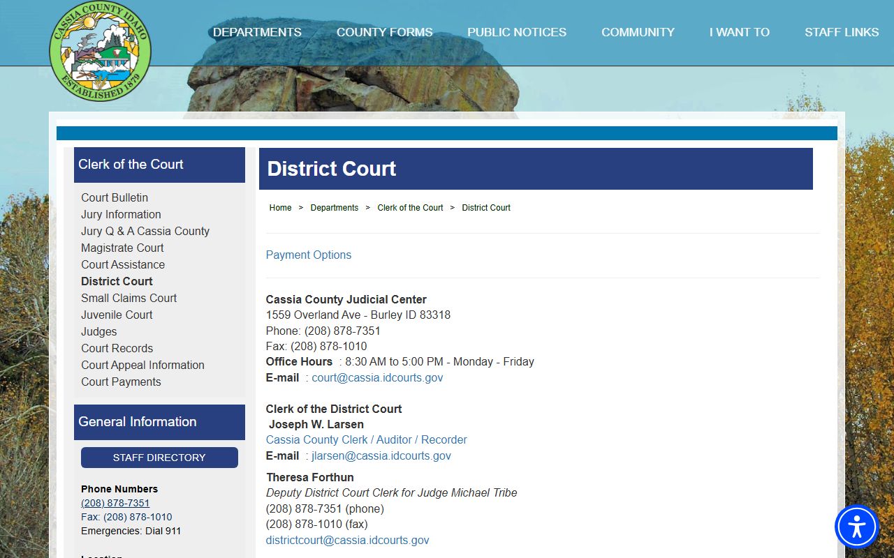 Cassia County court records District Court page