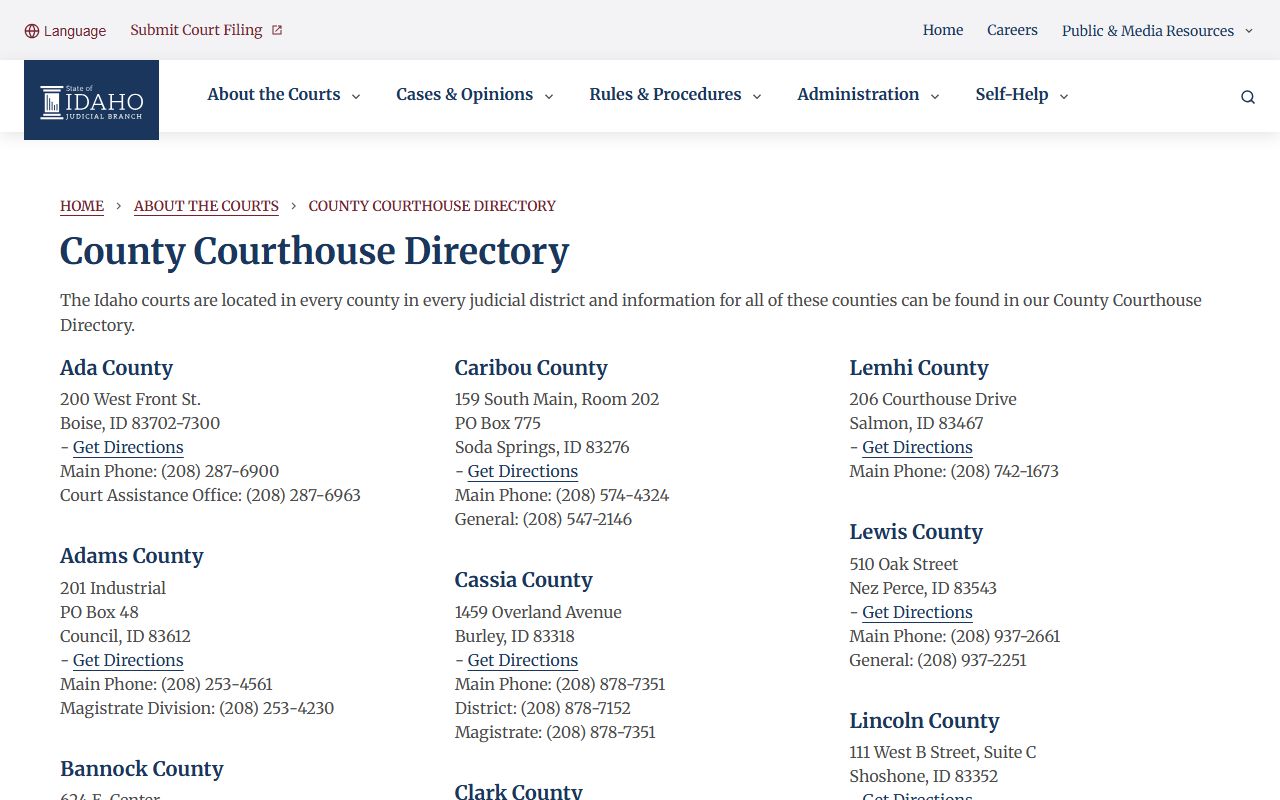 Cassia County court records Idaho courthouse directory