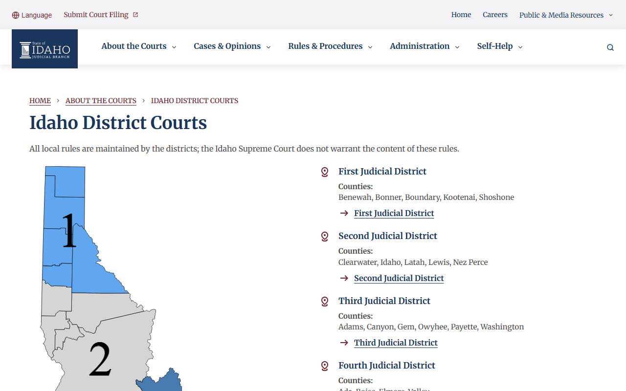 Cassia County court records in Idaho District Court structure